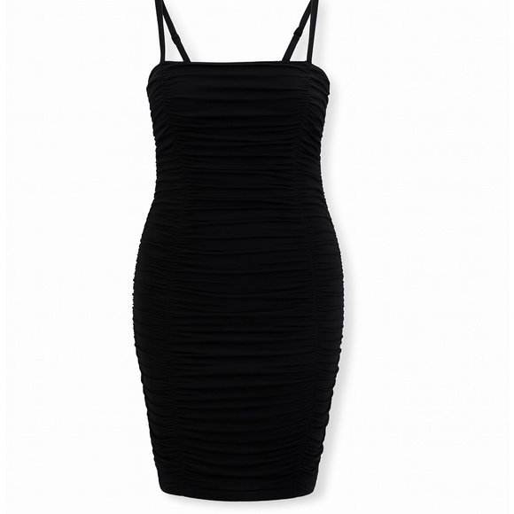 TORRID Black Midi Mesh Shirred Bodycon Dress Size 1X - Picture 3 of 12